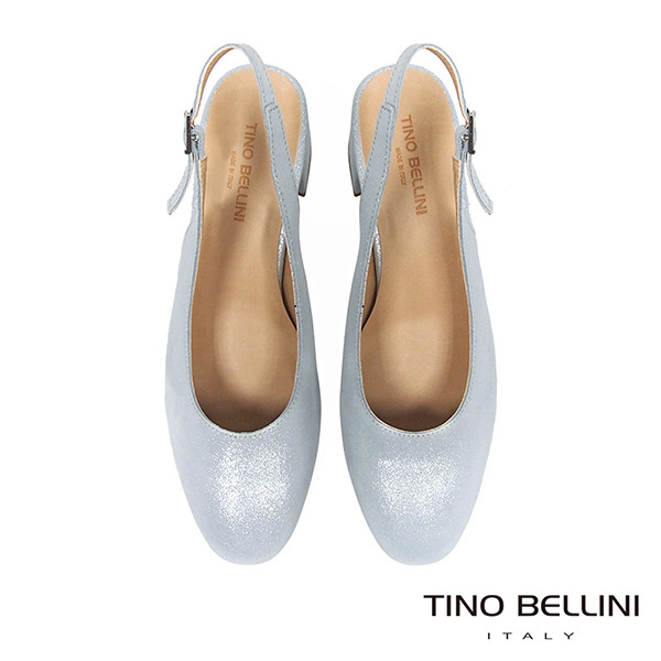 Tino Bellini 義大利進口細緻微光後拉帶中跟鞋 _ 銀