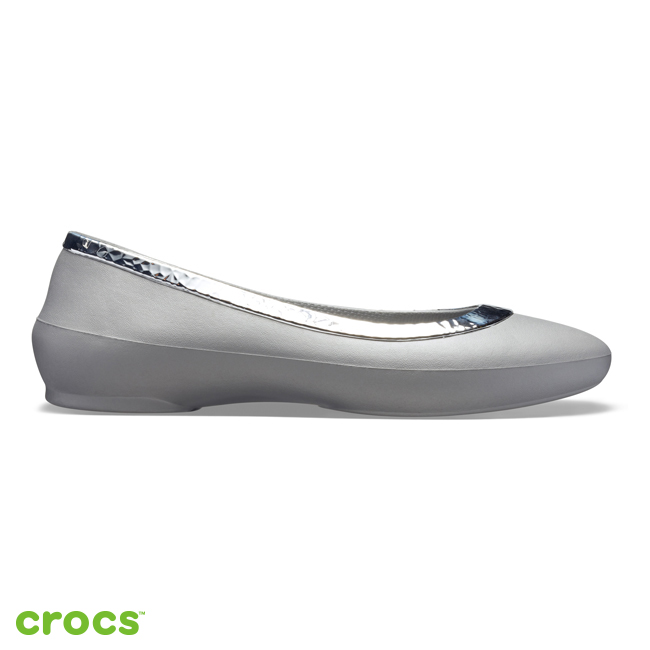 Crocs 卡駱馳 (女鞋) 莉娜鑲邊女士平底鞋 205783-00N