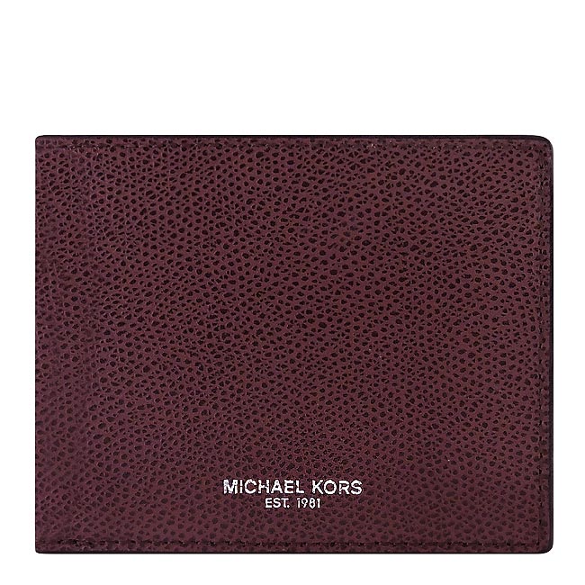 MICHAEL KORS Warren 牛皮八卡雙摺短夾(磚紅色)