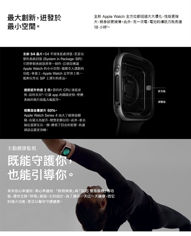 Apple Nike+ S4 GPS+網路 40mm 銀色鋁金屬錶殼搭白色運動型錶帶