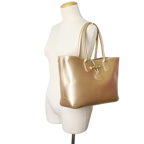 Longchamp Roseau Metal系列 竹節肩背包-金