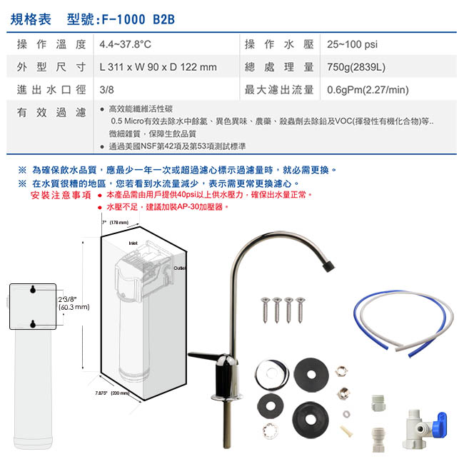 怡康 PENTAIR快拆式淨水器F-1000