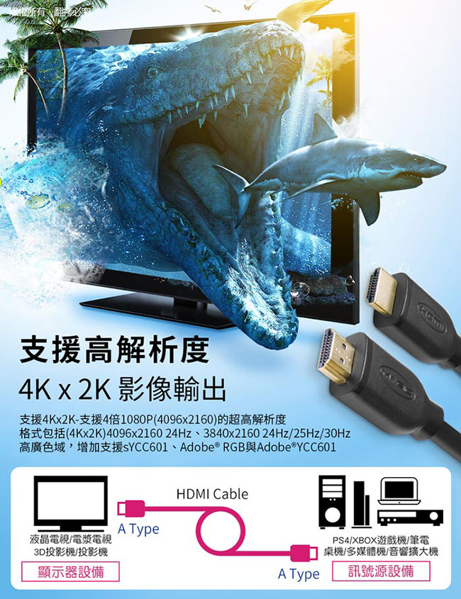 MAGIC HDMI1.4版 高速乙太網路 3D高畫質影音傳輸線-20M