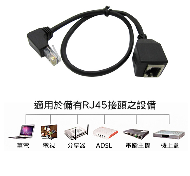 MAX+ 50CM L型彎頭 Cat6 公對母 RJ45 高速網路延長線(黑)