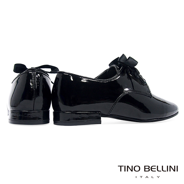 Tino Bellini 簡約風尚品味漆皮緞帶皮鞋 _ 黑