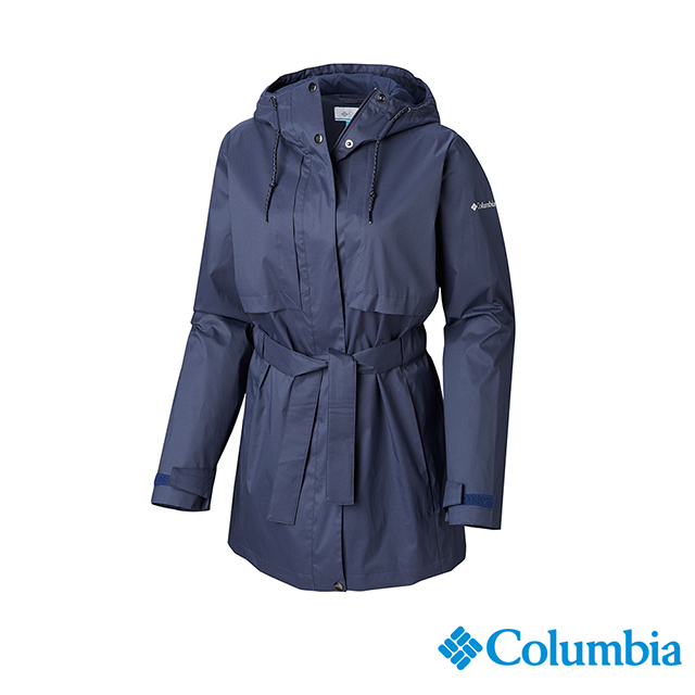 Columbia 哥倫比亞 女款-防小雨長版風雨衣-墨藍 UWL01640