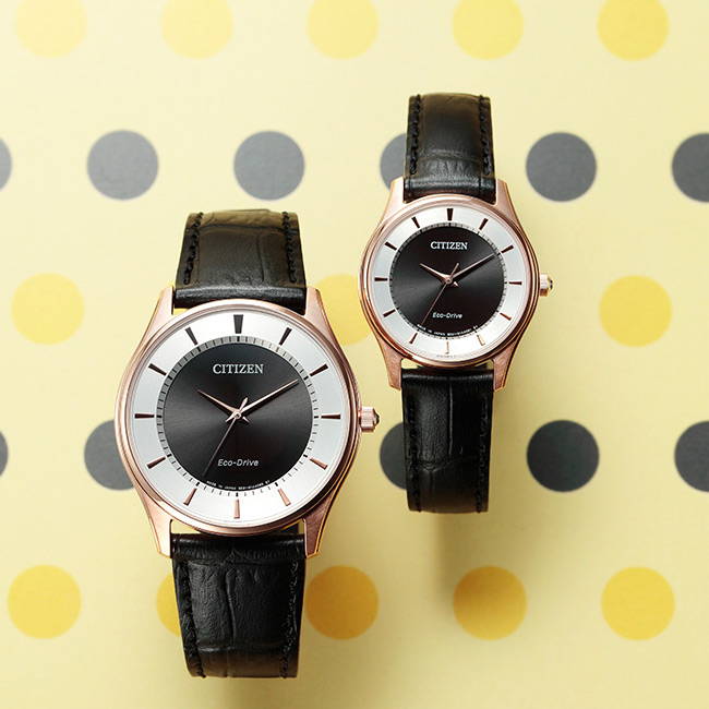 CITIZEN 星辰光動能時尚真皮手錶(EM0402-05E)-黑X玫瑰金框/28mm