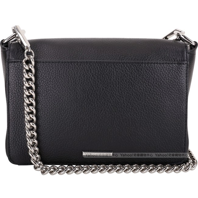 Rebecca Minkoff Mab Flap 銀勾釦皮革兩用鍊帶包(黑色)