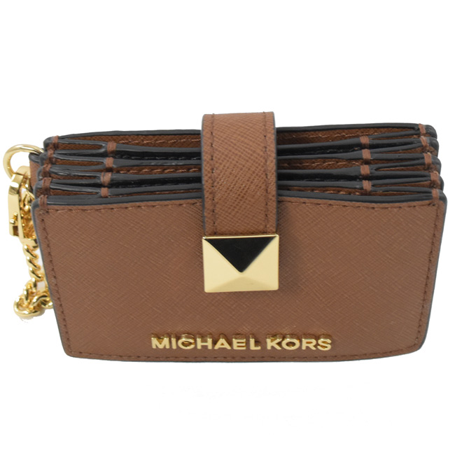 MICHAEL KORS KARLA 金屬釦風琴式卡夾(咖)