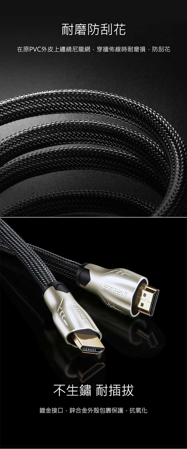 綠聯1.5M HDMI2.0傳輸線FLAT版