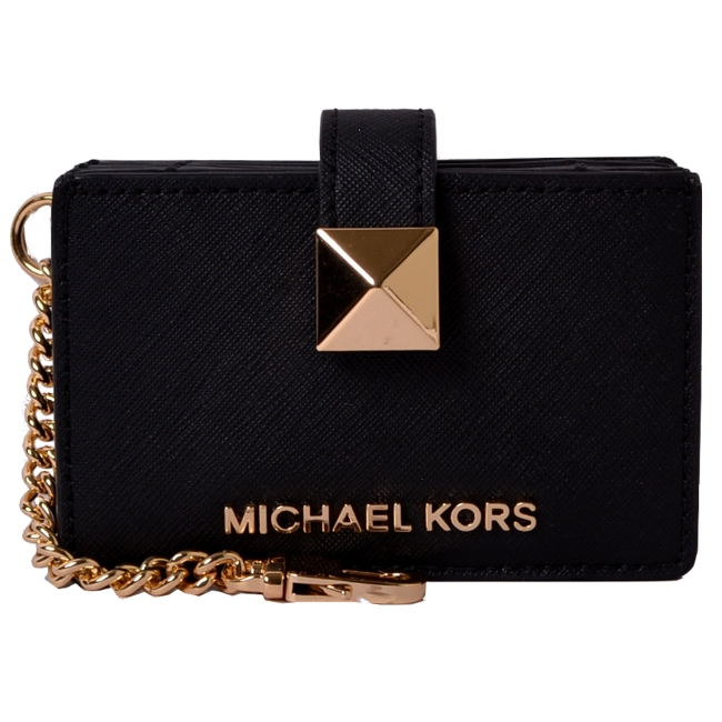 MICHAEL KORS MONEY PIECES經典PVC風琴式吊飾卡片夾-黑