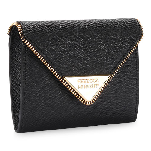 Rebecca Minkoff 三角金屬LOGO鑰匙圈釦式零錢包-黑色