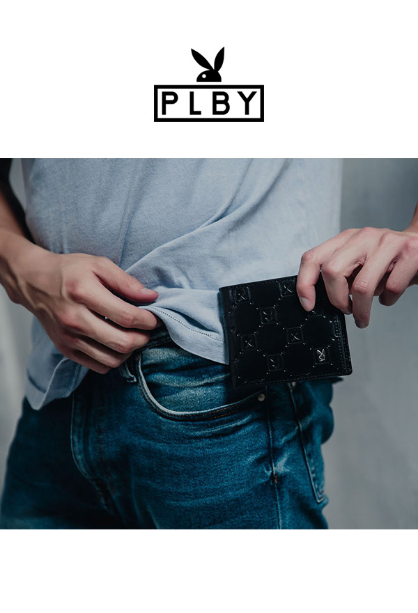 PLAYBOY- 中翻短夾(可拆式) 極致系列-經典黑