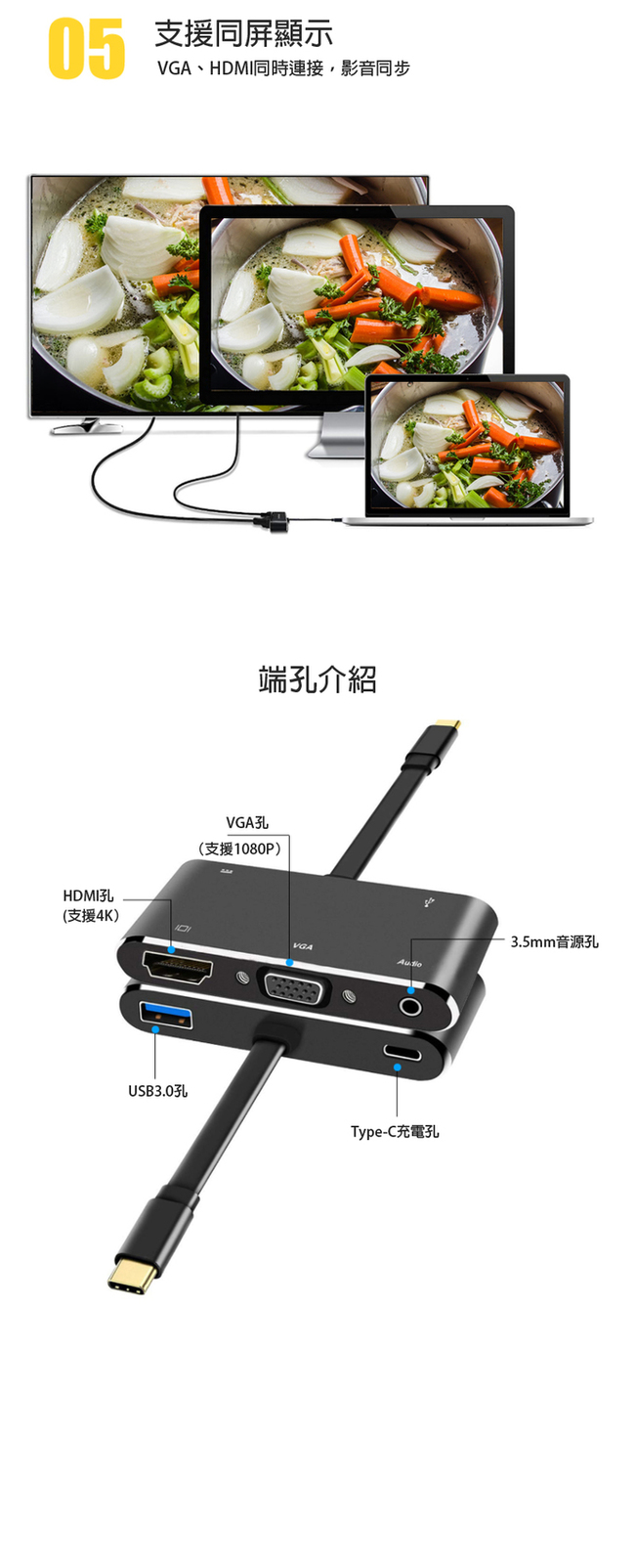 USB-C TO HDMI/VGA 4K UHD影音轉換器