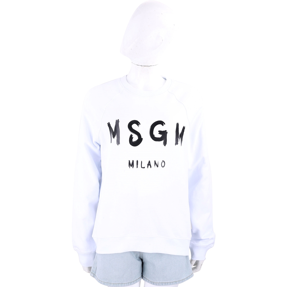 MSGM 品牌字母毛圈襯裡白色棉質長袖運動衫大學T | 精品服飾/鞋子