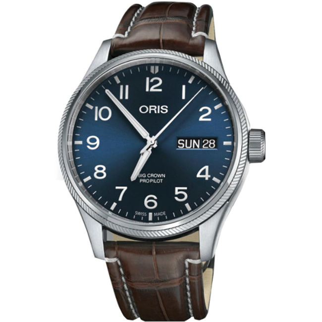 ORIS 豪利時 Big Crown系列 藍天機械款x藍x咖啡帶x45mm