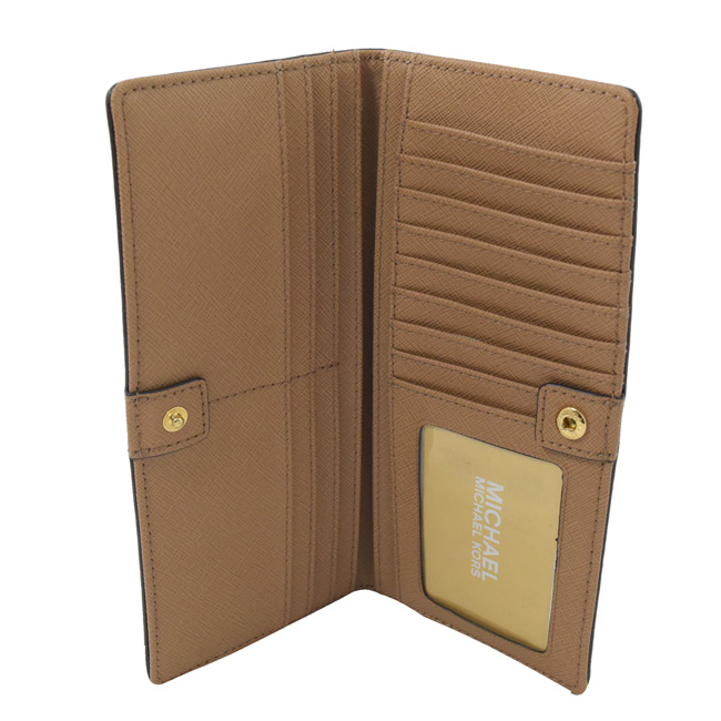 MICHAEL KORS JET SET防刮牛皮對開式長夾(卡其)