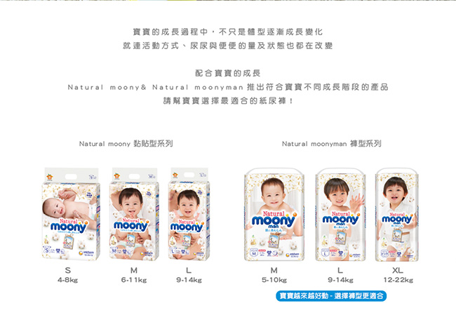 日本境內頂級Natural Moony紙尿褲(S)(60片/包)