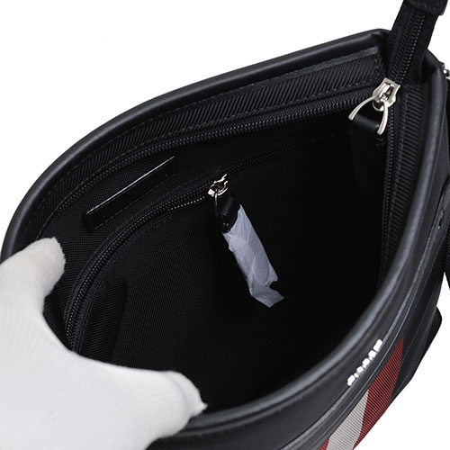 BALLY CURRIOS 高質感皮革滾邊尼龍帆布斜背包(黑)