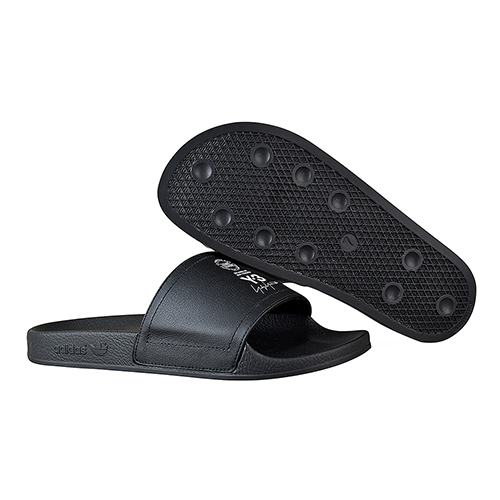 adidas Y-3 ADILETTE 壓印LOGO橡膠拖鞋(黑)