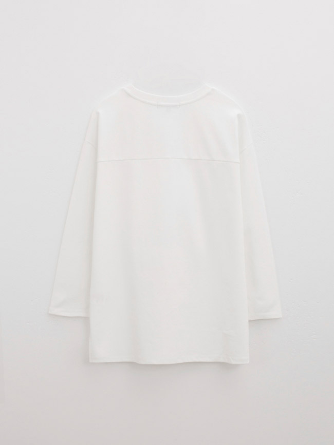 H:CONNECT 韓國品牌 女裝-圖像印製長袖T-shirt-白