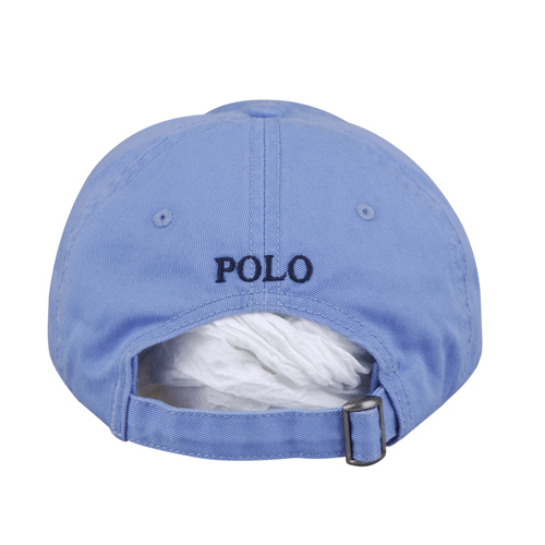 POLO 經典深藍馬LOGO帆布鴨舌帽(淺藍)