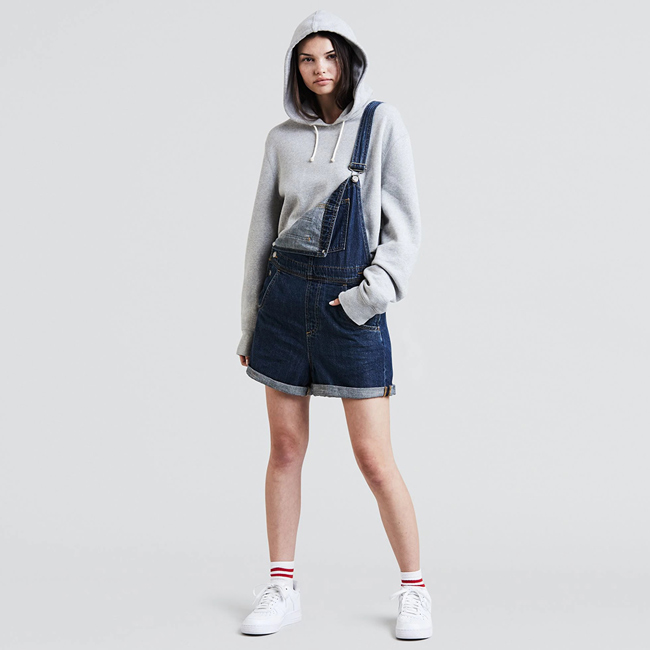 Levis 吊帶褲 女款 經典雙馬Logo 藍色