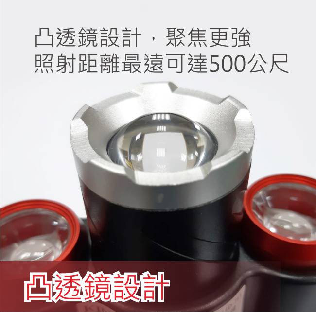 KINYO 超亮三燈頭LED旋轉頭燈(LED-715)可達500公尺