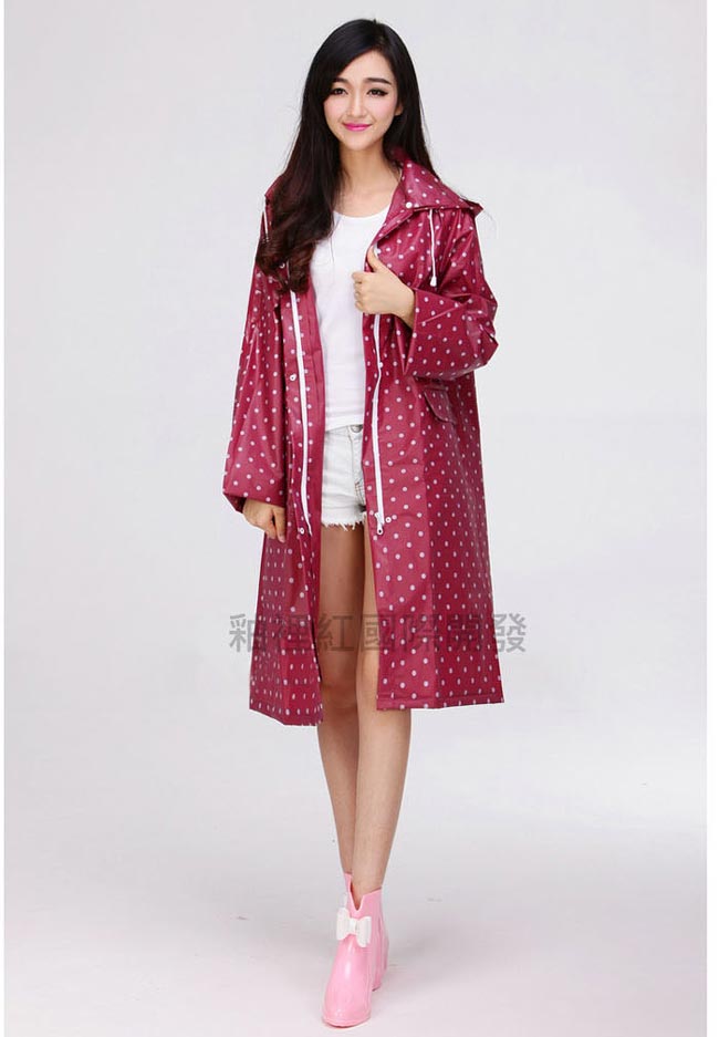 美娜甜心 日本熱銷設計款時尚修身雙口袋連帽雨衣/風衣