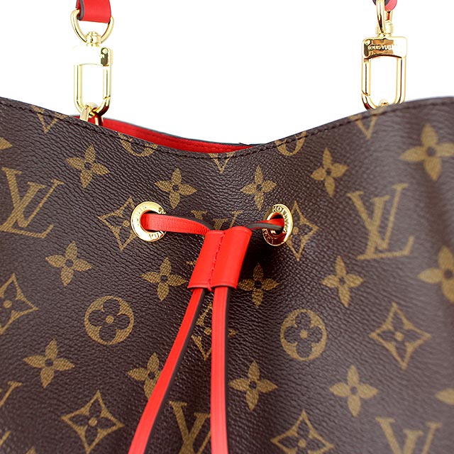 LV M44021 Monogram 經典LV花紋紅色伸縮背帶水桶包