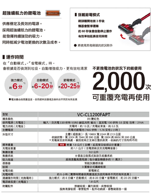 【TOSHIBA東芝】無線手持吸塵器(艷紅色VC-CL1200FAPT)