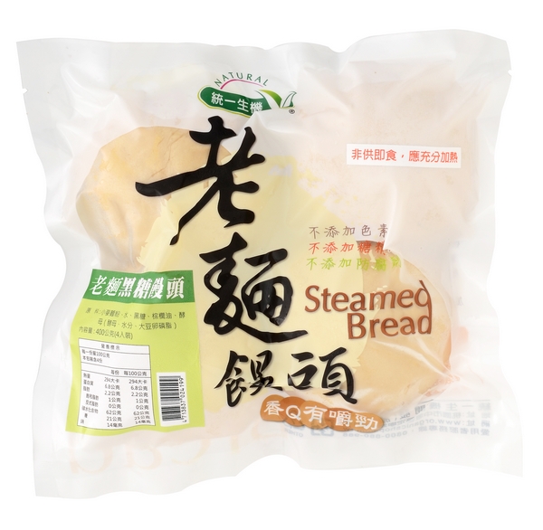 統一生機 老麵黑糖饅頭(400g/4入裝)