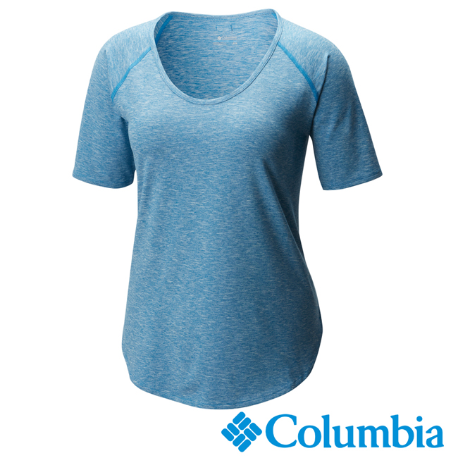 Columbia哥倫比 女款-防曬50快排短袖上衣-藍色UAR10710BL