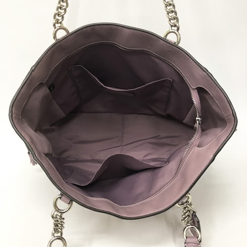 COACH 經典LOGO 鍊條牛皮肩背大托特包(木槿紫)