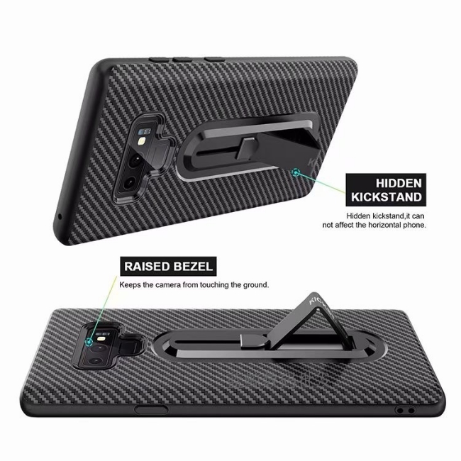 PKG 三星NOTE9 手機殼 抗指紋時尚碳纖紋支架