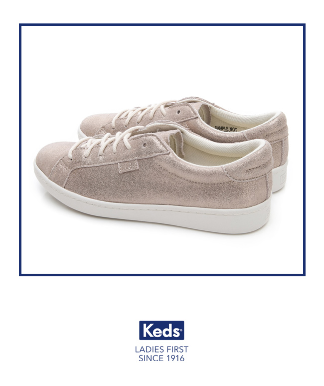 Keds ACE 麂皮綁帶休閒鞋-香檳金