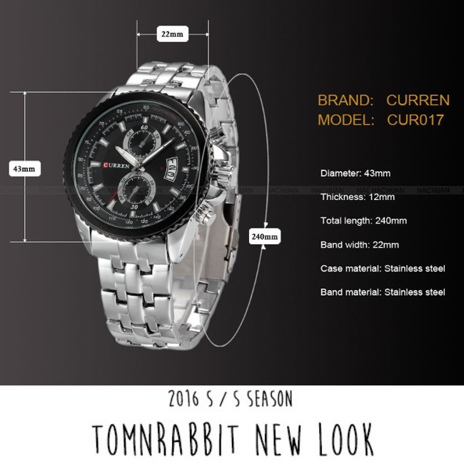 CURREN 卡瑞恩8082-個性MAN感仿二眼日曆手錶 (4色任選)