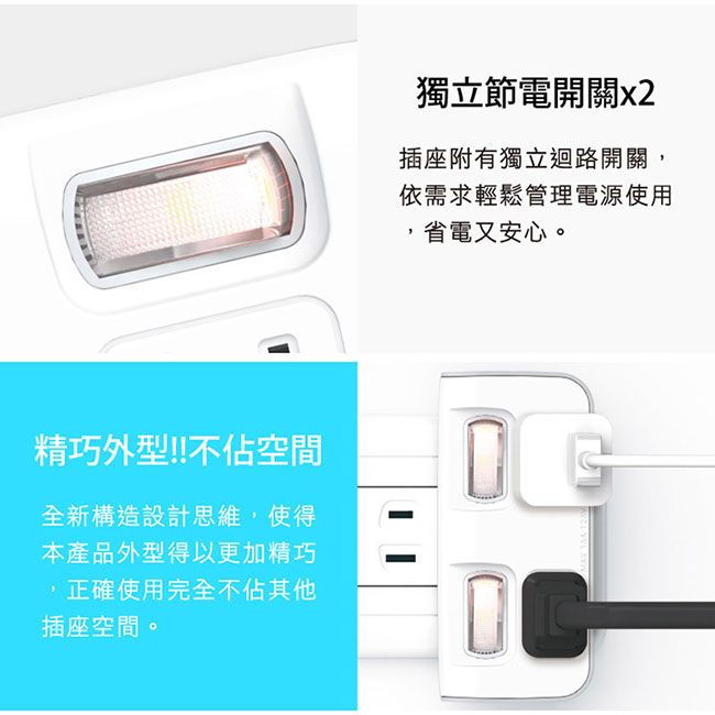 Tyson太順電業 TS-022A 2切2座 2P便利型 節能小壁插