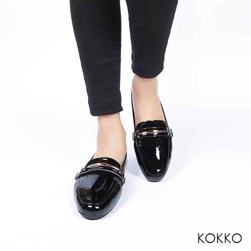 KOKKO -去月球漫步吧漆皮樂福鞋 - 宇宙黑