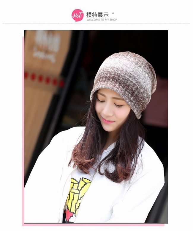 I.Dear-韓國男女中性漸層條紋時尚套頭月子帽棉布針織帽(3色)