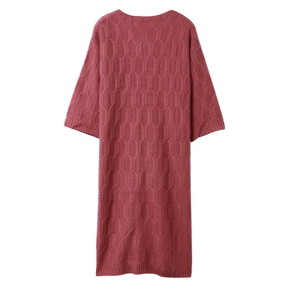 純色編織麻花針織長袖洋裝-OB大尺碼