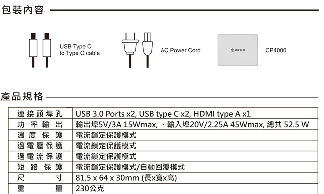 MIXFLOUSB Type-C PD迷你充電訊號擴充器 CP4000