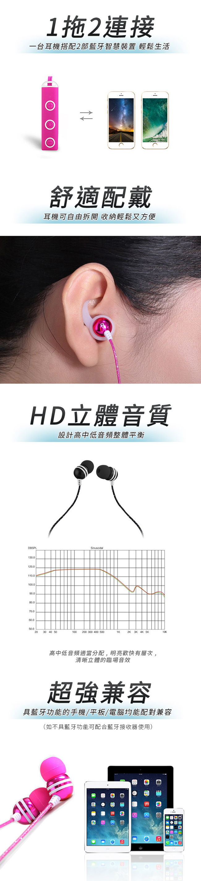YANG YI 揚邑 YS52運動立體聲牛角入耳式金屬IPX4級防潑水藍牙耳機