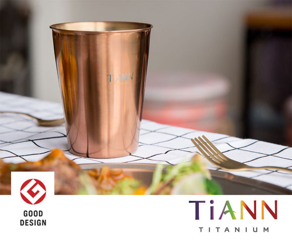 TiANN純鈦 純鈦雙層咖啡杯330ml (可可色)贈杯蓋