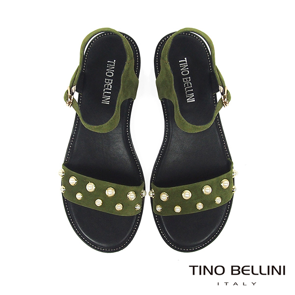 Tino Bellini 綺麗華美鑲嵌珍珠平底涼鞋 _ 綠
