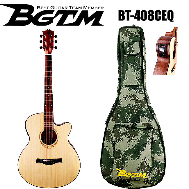 BGTM 草地迷彩限定版BT-408CEQ 電木吉他(AA級英格曼雲杉面板 )