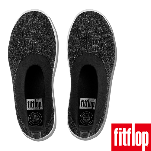 FitFlop UBERKNIT CRYSTAL BALLERINAS-黑