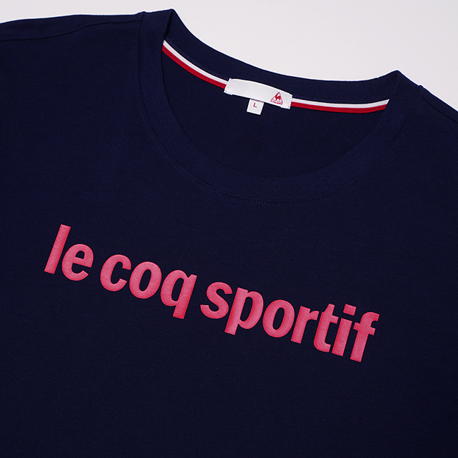 le coq sportif 法國公雞牌經典文字LOGO圓領短袖T恤 男女-丈青