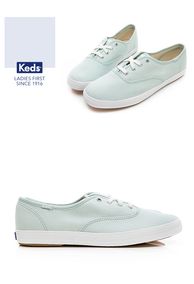 Keds CHAMPION 玩色經典綁帶休閒鞋-薄荷綠