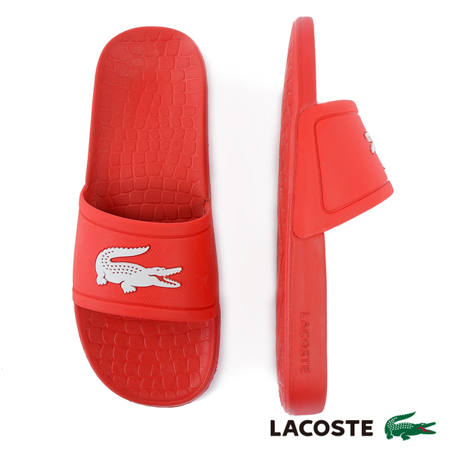 LACOSTE 女用休閒拖鞋-紅色